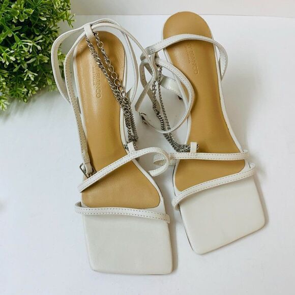 Tony Bianco Lazaar Chain Sandal Heels Sz 5 in Dove Nappa - Picture 3 of 11
